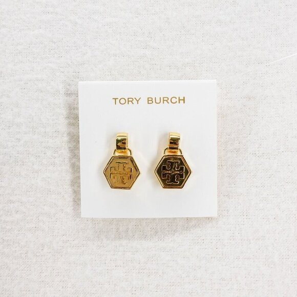 Tory Burch Mother of Pearl Geo Drop Earrings Gold OS - Picture 1 of 12